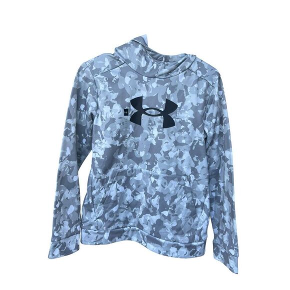 Under Armour Fleece Big Logo Printed Gray Camo Size Youth large soccer baseball - Picture 1 of 3